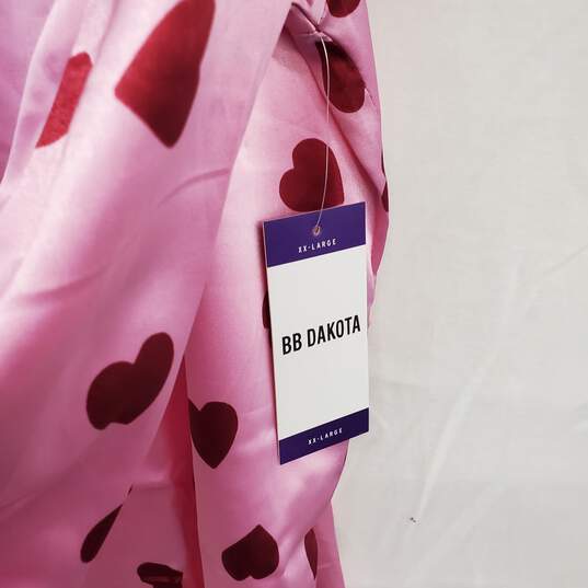 BB Dakota Pink & Burgundy Colorblock Heart Print Pajama Top Only WM Size XXL NWT image number 4