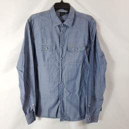 Armani Exchange Men Blue Long-Sleeved Button Up Shirt sz L