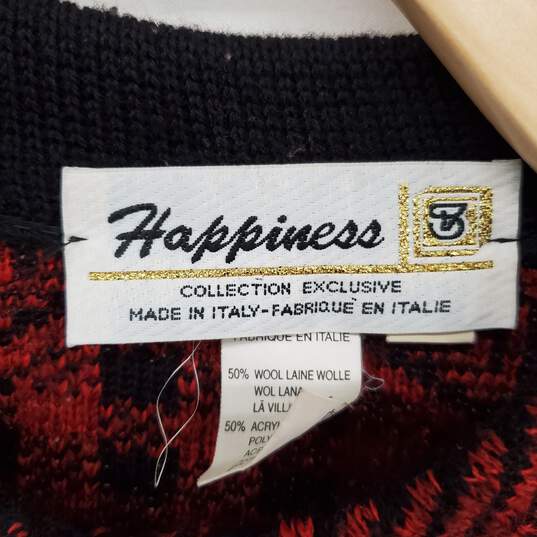 Happiness Vintage Red & Black Wool Blend Cardigan Sweater WM Size S image number 3