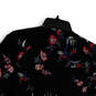 Womens Black Floral Long Sleeve Open Front Waterfall Blazer Size Small image number 4