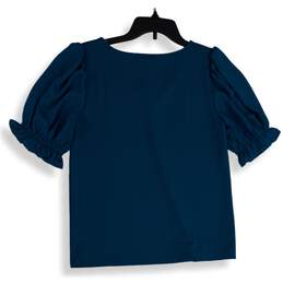 NWT Ann Taylor Womens Blue V-Neck Puff Sleeve Pullover Blouse Top Size S alternative image