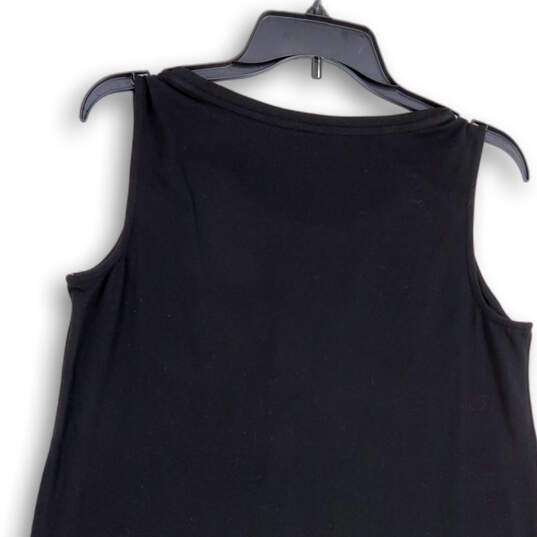NWT Womens Black Sleeveless Pleated Round Neck Short Tank Dress Size Small image number 4
