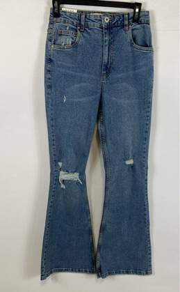 NWT Cotton On Womens Blue Original Dark Wash Distressed Denim Flared Jeans Sz 6