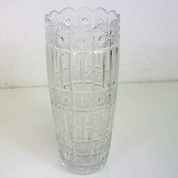 Crystal Vase  13.5 in High Hand Cut Crystal Flower Vase