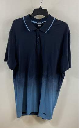 NWT Hugo Boss Dark Blue Cotton Short Sleeve Spread Collared Polo Shirt Size XXXL