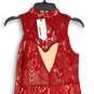 Womens Red Lace Sleeveless Back Cutout Knee Length A-Line Dress Size Medium image number 1