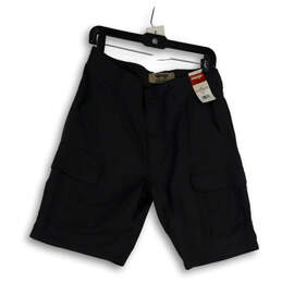 NWT Mens Black Flat Front Regular Fit Pockets Comfort Cargo Shorts Sz 30