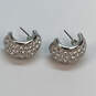 Designer Swarovski Silver-Tone Clear Crystal Open Fashionable Hoop Earrings image number 3