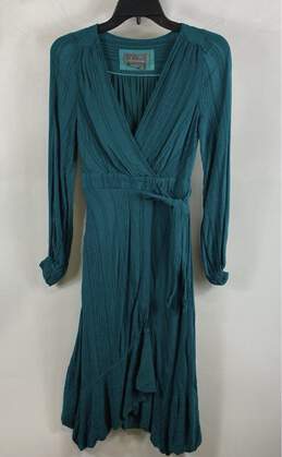 Anthropologie Womens Green Surplice Neck Long Sleeve Wrap Dress Size 4