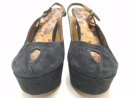 Sam Edelman Novato Black Suede Platform Slingback Peep Toe Pump Heels Shoes Size 9.5 M image number 4