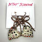 Designer Betsey Johnson Heart Shape Crystal Cut Rhinestone Drop Earrings image number 1