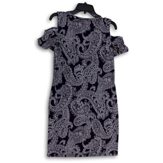 Womens Black White Paisley Cold Shoulder Knee Length Bodycon Dress Size M image number 2