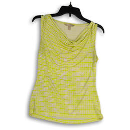 Womens Green White Chartreuse Print Scoop Neck Sleeveless Tank Top Size XS