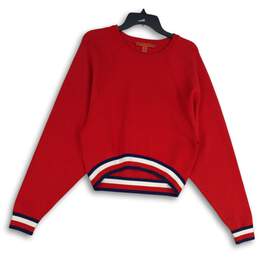 Hilfiger Collection Womens Red Long Sleeve Crew Neck Pullover Sweatshirt Size XS
