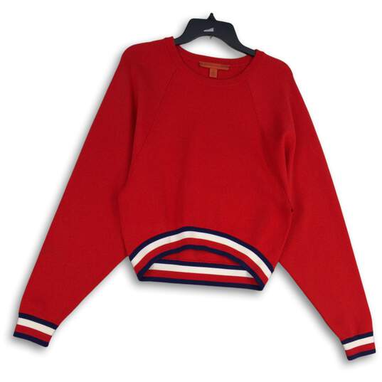 Hilfiger Collection Womens Red Long Sleeve Crew Neck Pullover Sweatshirt Size XS image number 1
