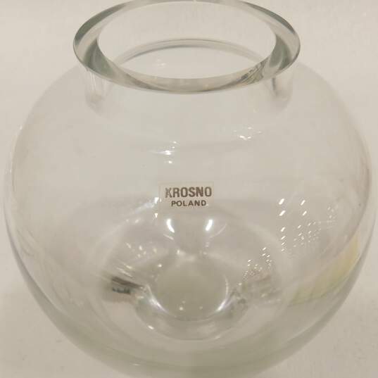 Polish Krosno Brand Clear Heavy Glass Vase image number 1