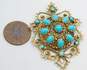 Vintage 12K Yellow Gold Filigree Sleeping Beauty Turquoise Pendant Brooch 12.6g image number 4
