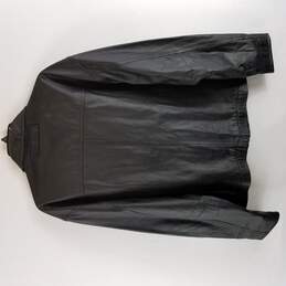 Port Authority Men Black Leather Zip Up Jacket L alternative image