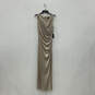 NWT Womens Beige Shimmer Lace Side Gathered Long Maxi Dress Size 12 image number 1
