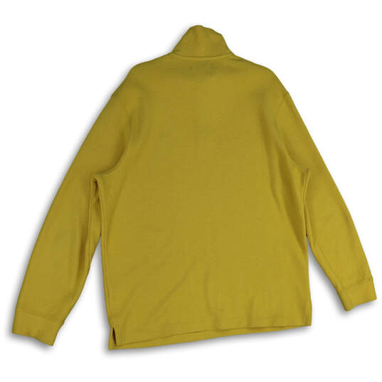 Mens Yellow Collared Quarter Zip Long Sleeve Pullover Sweater Size XL image number 2
