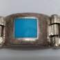 Mexico Sterling Silver Turquoise-Like Inlay Panel Bracelet 44.8g image number 2