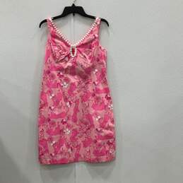 Lilly Pulitzer Womens Pink White Floral Lace Sleeveless Shift Dress Size 6