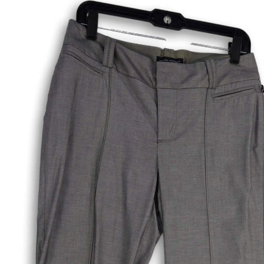 NWT Womens Gray Pockets Flat Front Straight Leg Dress Pants Size 8 Petites image number 4
