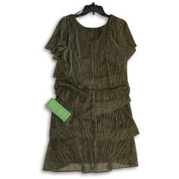 NWT SLNY Womens Black Gold Metallic V-Neck Ruffle Tiered Mini Dress Size 8 alternative image