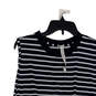 Womens Navy White Striped Sleeveless Crew Neck Activewear Tank Top Size 10 image number 3
