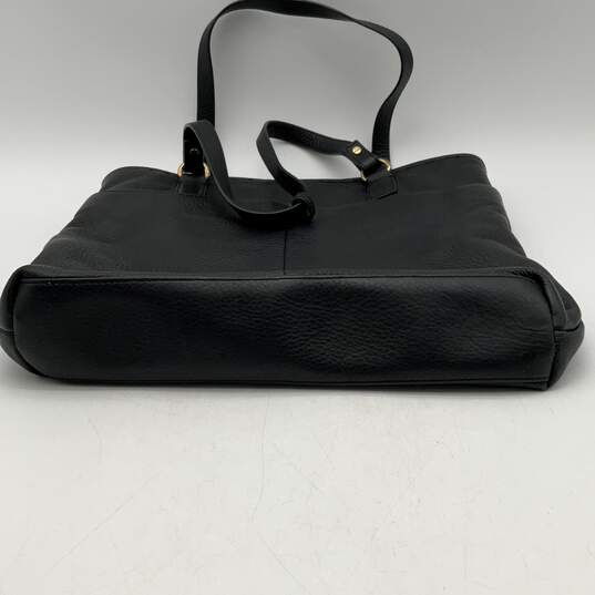 Tommy Hilfiger Womens Black Leather Inner Pockets Magnetic Tote Handbag Purse image number 4