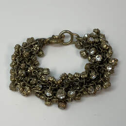 Designer J.Crew Gold-Tone Rhinestone Multi Strand Ring Clasp Chain Bracelet alternative image