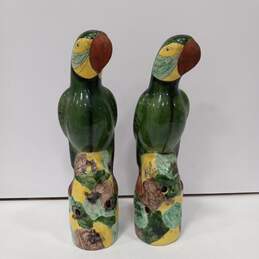 Bundle of 2 Painted Ceramic Parrot Sculptures