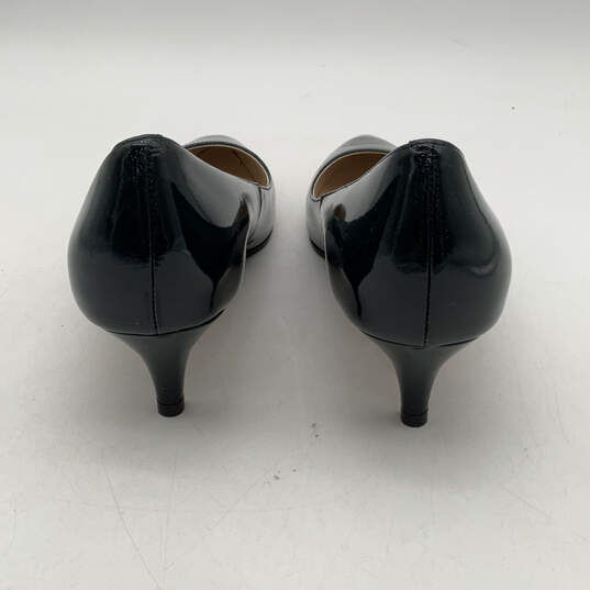 Womens Black Patent Leather Pointed Toe Slip-On Pump Heels Size 10 B image number 2