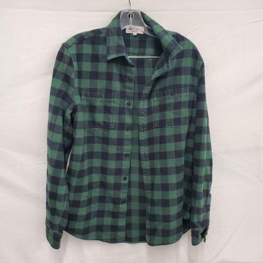 Alex Mills MN's 100% Cotton Green & Black Plaid Shirt Size M image number 1