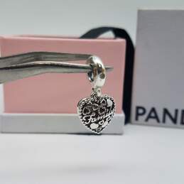 Pandora w/Box Sterling Silver Love Makes A Family Dangle Heart Pendant 3.3g alternative image