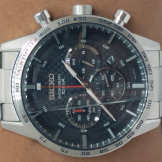 Buy the Seiko 8T63-00L0 Chronograph Black Dial Stainless Steel Watch |  GoodwillFinds