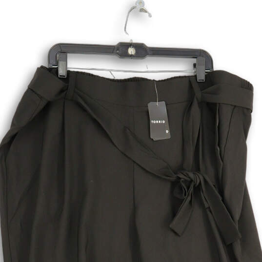 NWT Womens Black Flat Front Slash Pocket Paperbag Pants Size 3 22-24 image number 3