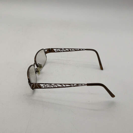 Womens SP1008 Brown Metal Half-Rim Frame Rectangle Prescription Eyeglasses image number 4