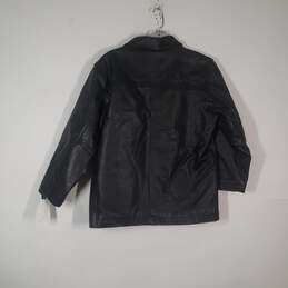 Womens Leather Long Sleeve Collared Pockets Full-Zip Jacket Size Large alternative image