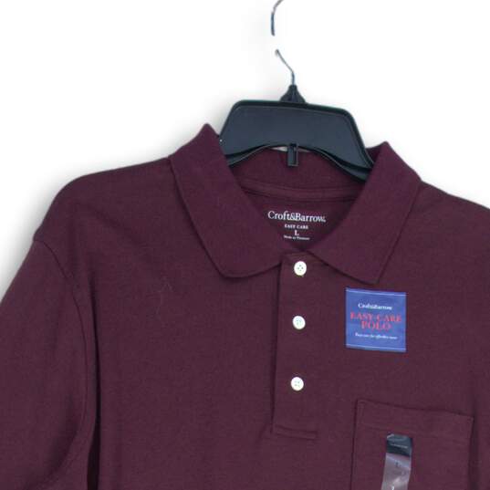 NWT Croft & Barrow Mens Purple Long Sleeve Collared Easy-Care Polo Shirt Size L image number 3