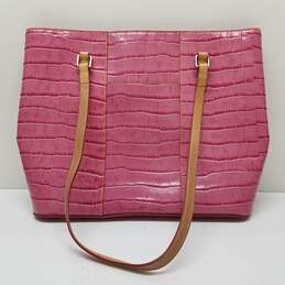 Dooney & Bourke Croc Embossed Pink Large Leather Tote Bag alternative image