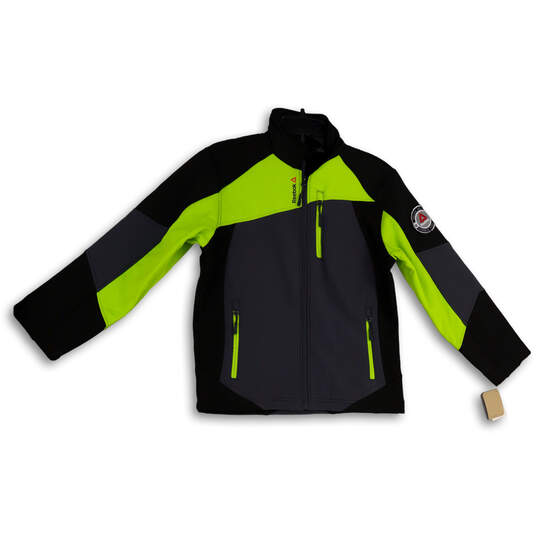 NWT Boys Gray Green Long Sleeve Mock Neck Pockets Full-Zip Jacket Size 10/12 image number 1