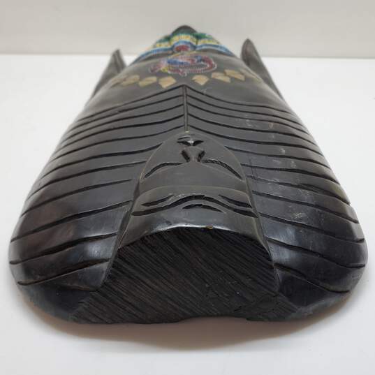 African Wood Beaded Ghana Handmade Mask image number 6