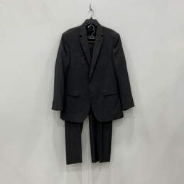 Mens Black Long Sleeve Single Breasted Two Piece Pant Suit Set Size 42R