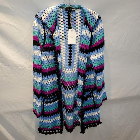 Free the Roses Hooded Crochet Cardigan NWT Size XS/S image number 1