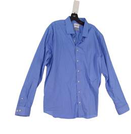 Mens Blue Long Sleeve Collared Button Up Shirt Size XXL