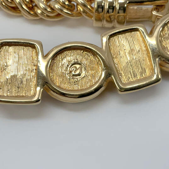 Designer Swarovski Gold-Tone Crystal Clear Cut Barrel Chain Necklace image number 4