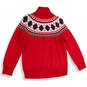 NWT Mens Red Knitted Long Sleeve Turtle Neck Pullover Sweater Size Large image number 4