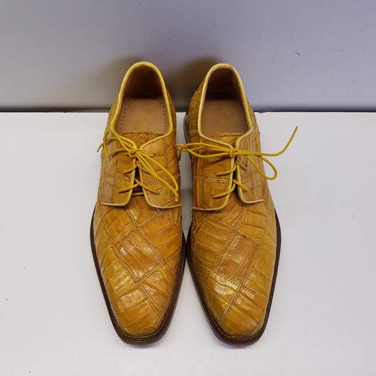 Belvedere Yellow Genuine Crocodile Leather Dress Oxford Shoes Men's Size 7 M image number 6