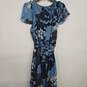 Blue Floral Print Asymmetrical Flutter Sleeve V Neck Dress image number 2